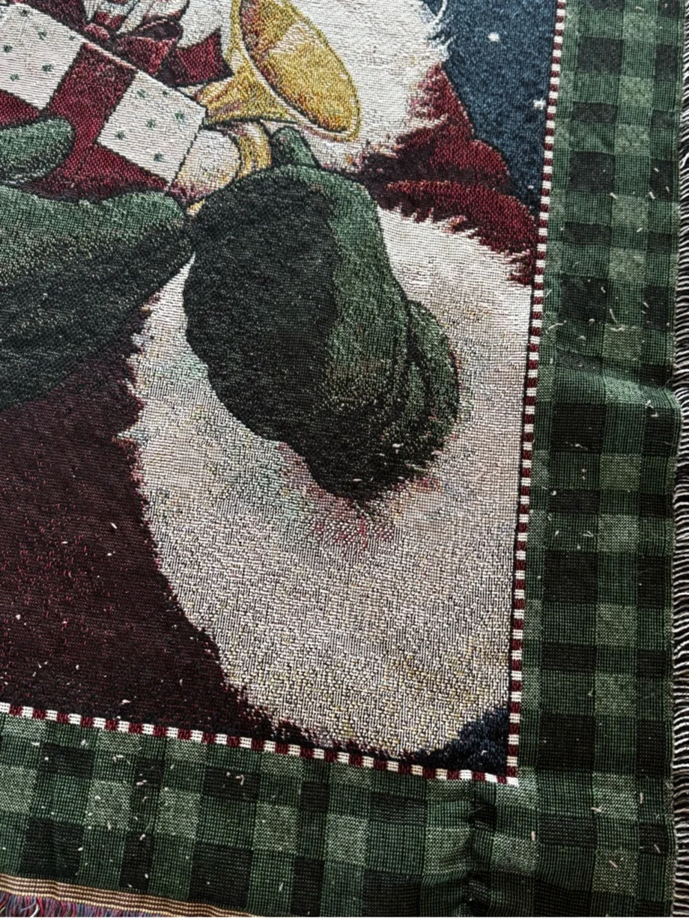 American Weavers Santa Claus Christmas Throw Blanket 51x61 Tapestry Fringe USA